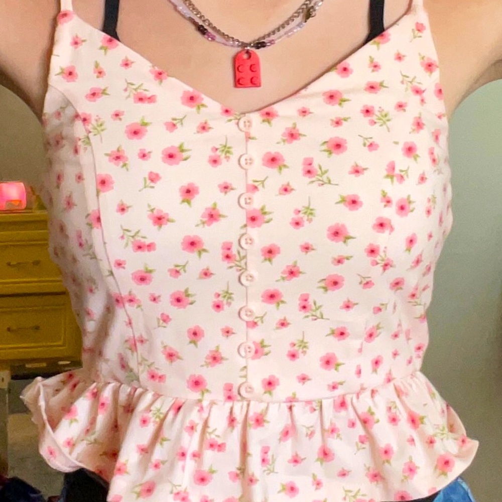 floral spaghetti strap crop top